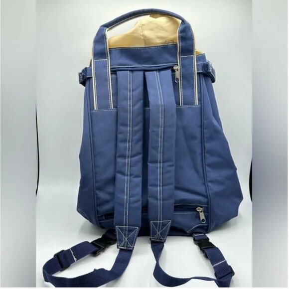 Ariat Gear Bag Canvas Tote Convertible Backpack Cinch Top Handle Blue and Tan - Picture 2 of 7